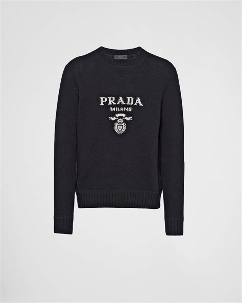 prada milano black sweater|prada crew neck sweater.